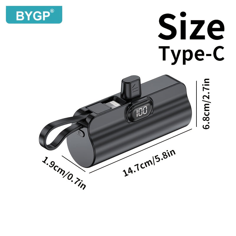 BYGP 5000Mah Mini Portable Charger, Ultra Compact Battery Pack Travel Portable Phone Charger, for Iphone 14/13/12 Pro Max/Ipad Pro/ Samsung Android, Emergency Power Pocket Charging Bank, USB Mobile Phone Backup Battery Pack, Gift