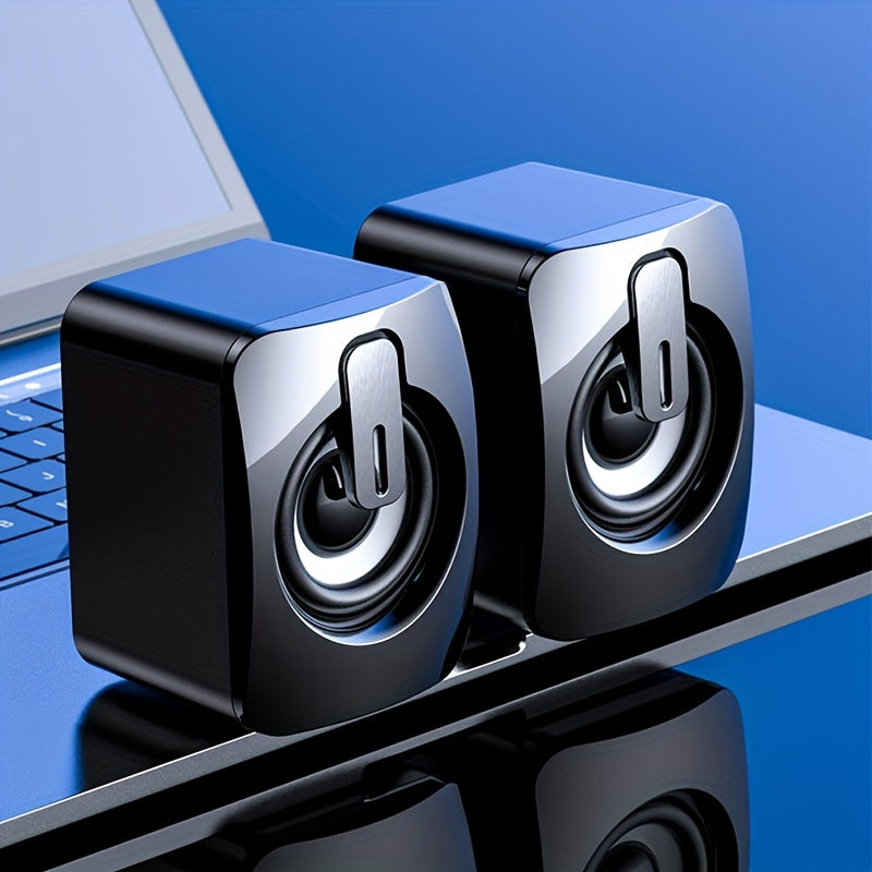 USB-Powered Computer Speakers with USB-Powered Operation & AUX Input, USB Compatible Stereo Sound System Suitable for PC, Laptop, Tablet, Smartphone, MP3 Player, Mini Desktop Speaker with Volume Control & Channel Audio for Gaming/Video Calls