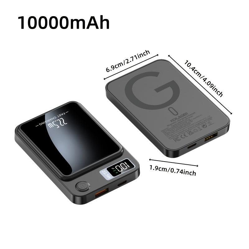 New 5000/10000mAh Magnetic Wireless Power Bank 22.5W/PD20W, Compatible with iPhone 15 Pro/14 Max/13/12 and Android Phones (USB/Type-C), Portable Charger with LED Power Display for Outdoor Travel Emergency Backup Power