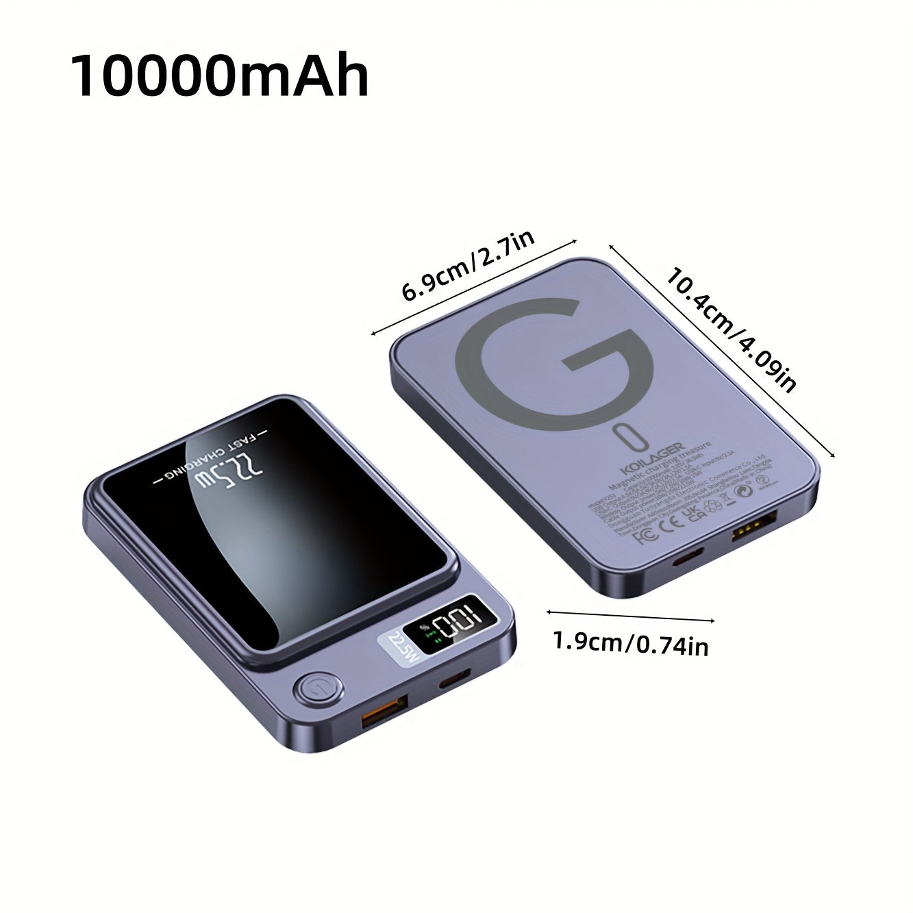 New Portable 5000/10000Mah Ultra Strong Magnetic Wireless Power Bank with 22.5W/PD20 Fast Charging Power Suitable for Apple 16/15Pro/14Max/13/12 And Android Phones (Usb/Type-C) with LED Power Display, Outdoor Travel Emergency Backup Power Bank