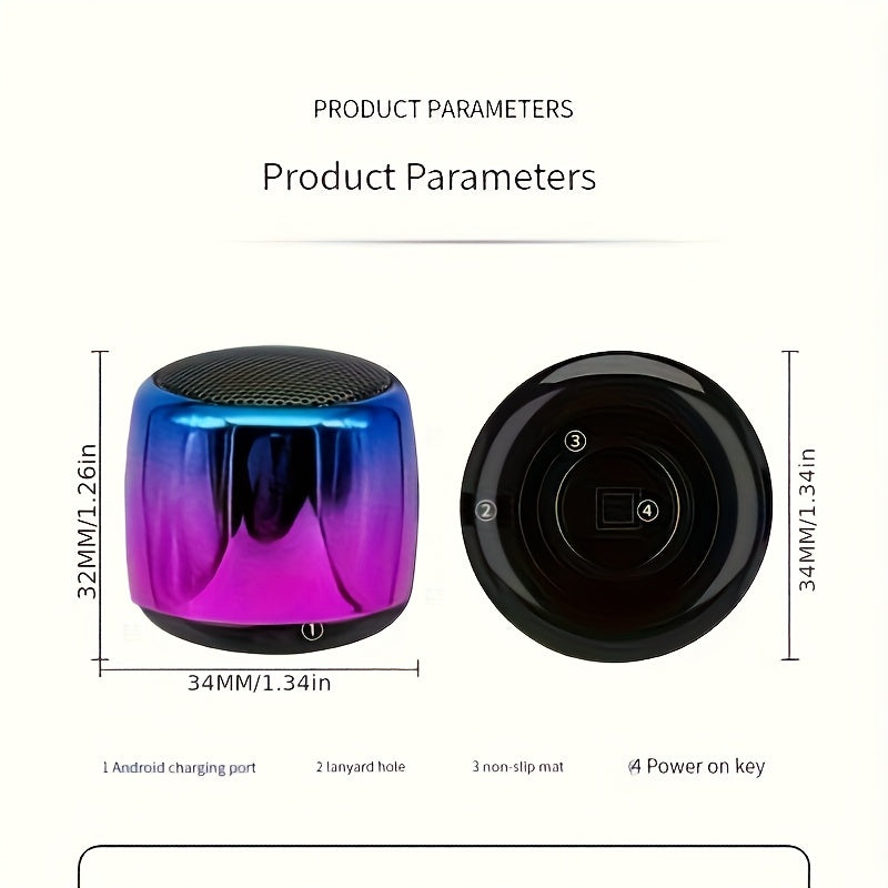 Music Stereo Surround Mini USB Outdoor Subwoofer Speaker Audio Player Speaker Microphone for Music, Chase, Running, Gaming, Fashion Women, Student Wireless Small Speaker Portable Music Subwoofer Column Bass Stereo Without Data Cable Without Charging