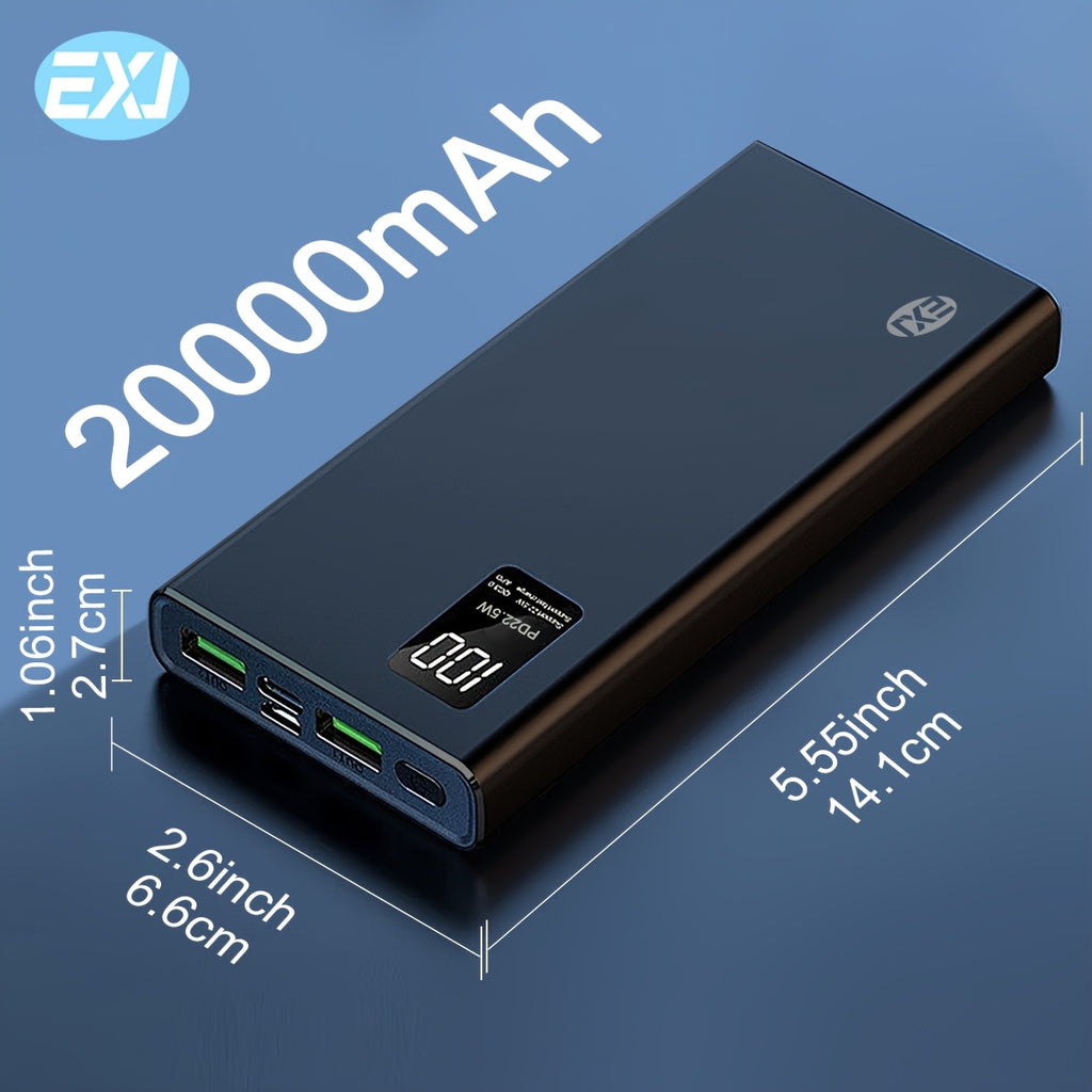 EXJ 20000mAh/10000mAh Power Bank, 22.5W Fast Charging Outdoor Portable Charger 2 USB 3.0 Type C QC PD4 with LED Display, External Backup Battery Charger, Compatible with iPhone 16/15/14/ Pro Android Samsung S24/S25 and Other Devices