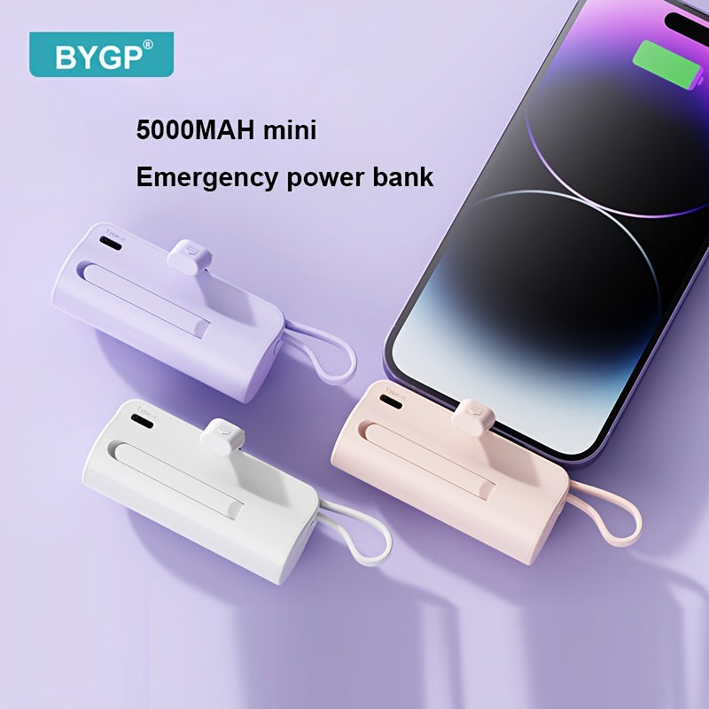 BYGP 5000Mah Mini Portable Charger, Ultra Compact Battery Pack Travel Portable Phone Charger, for Iphone 14/13/12 Pro Max/Ipad Pro/ Samsung Android, Emergency Power Pocket Charging Bank, USB Mobile Phone Backup Battery Pack, Gift