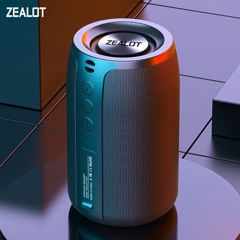 ZEALOT S32 10W Wireless Speaker, Portable with Deep Bass, TWS Dual Pairing Support, 1800mAh Battery, 8-Hour Gaming Time with Loud Stereo Sound, Pole-Mounted Subwoofer. Includes Charging Cable and Auxiliary Cable, Compatible with Memory Card/USB