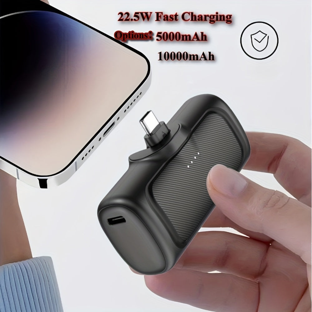 22.5W Fast Charging 5000/10000mAh Mini Portable Charger, USB-C Power Bank, Universal Compatibility, Dual Power Mode, Rechargeable Li-Polymer Battery, for iPhone 16/15 Series & Android Devices