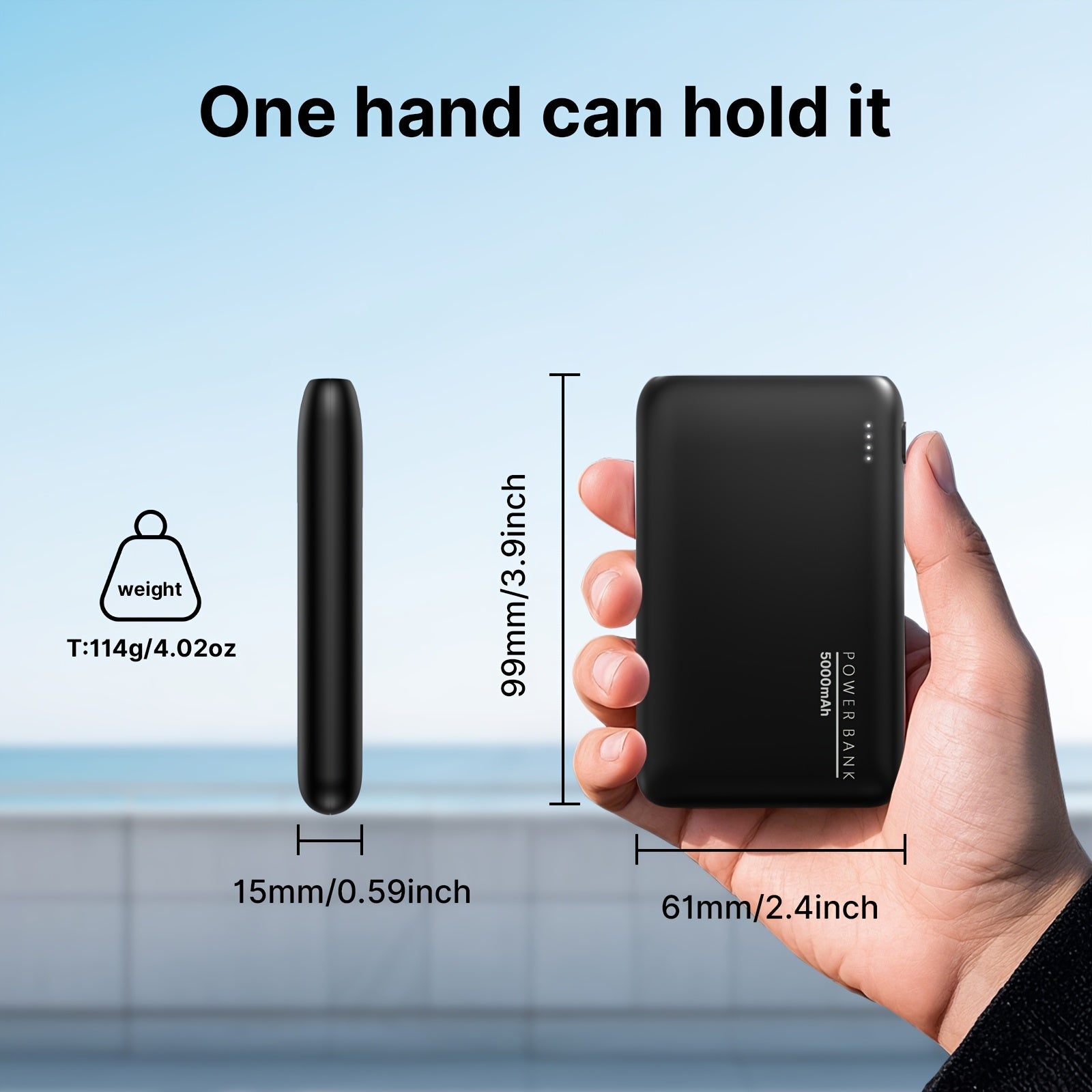 5000mAh Ultra-Thin Portable Power Bank with Dual USB Outputs, Designed for Outdoor Emergency Backup, Suitable for iPhone/Android Mobile Devices And Other Digital ElectronicsIncludes, Includes Type-C Charging Cable, Holiday Gifts