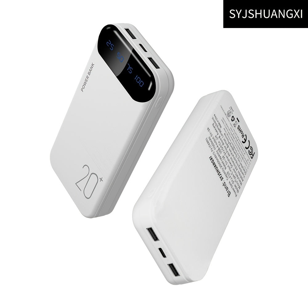 Large Capacity Portable Power Bank 20000mAh, 5V2.1A Portable USB Charger, LED and Digital Display Screen, Suitable for IOS/Android Devices, 2xUSB Output, Type-C/Micro Input, Safe and Stable Polymer Lithium Battery, Christmas Gift, New Year Gift
