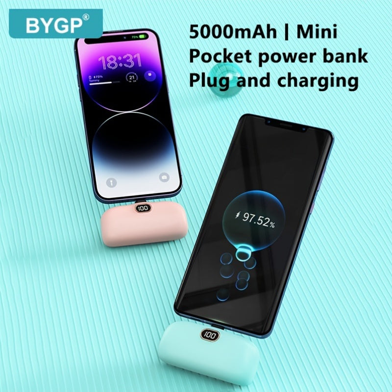 BYGP 5000Mah Mini Portable Charger, Ultra-Compact Battery Pack Travel Portable Phone Charger Compatible for Iphone 15/14/13/12 Pro Max/Ipad Pro/Samsung Android Etc, Emergency Power Pocket Charging Bank, USB Phone Backup Battery Pack, Gift