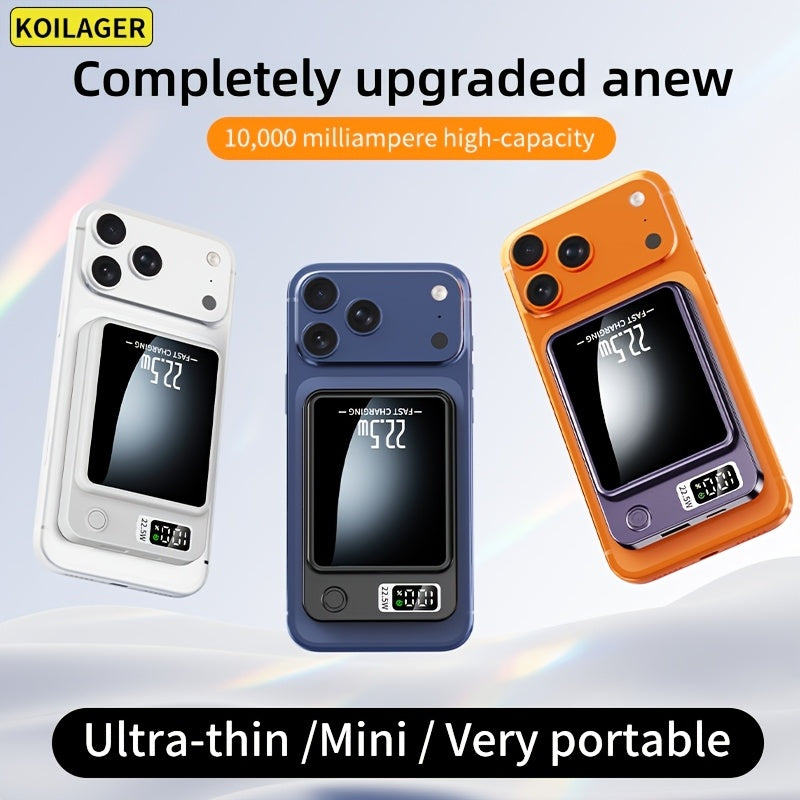 New Portable 5000/10000Mah Ultra Strong Magnetic Wireless Power Bank with 22.5W/PD20 Fast Charging Power Suitable for Apple 16/15Pro/14Max/13/12 And Android Phones (Usb/Type-C) with LED Power Display, Outdoor Travel Emergency Backup Power Bank