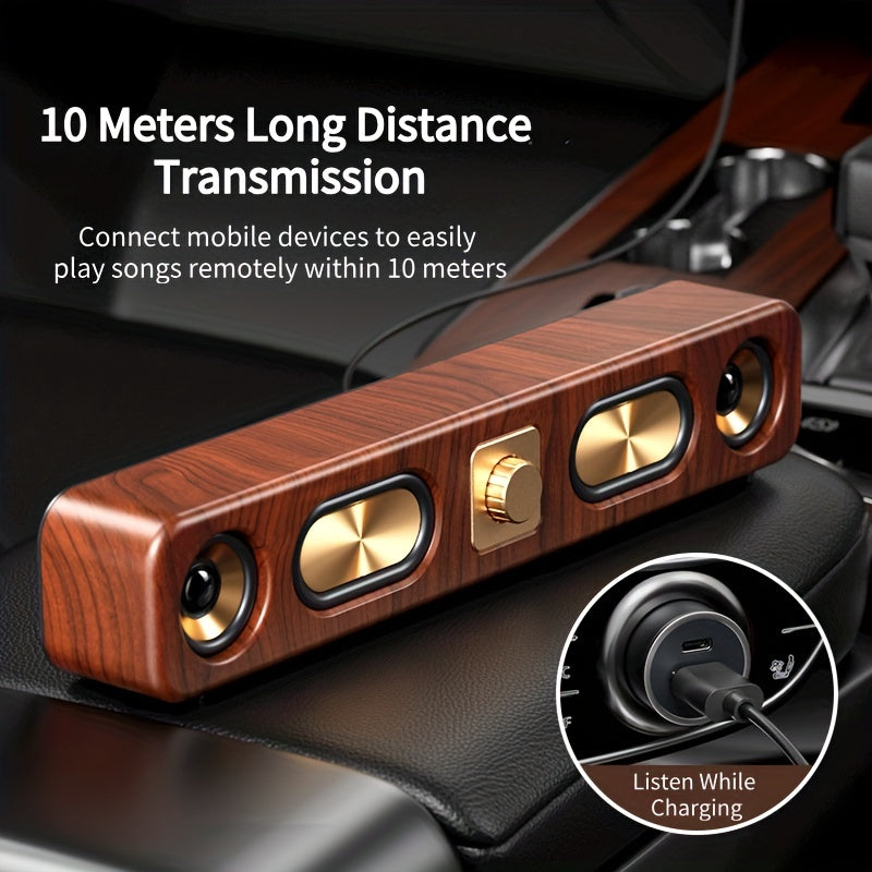 E-3404 Wireless Speaker, Portable Speaker with Loud Stereo and Subwoofer, for Parties and Gifts, Wood Grain Finish