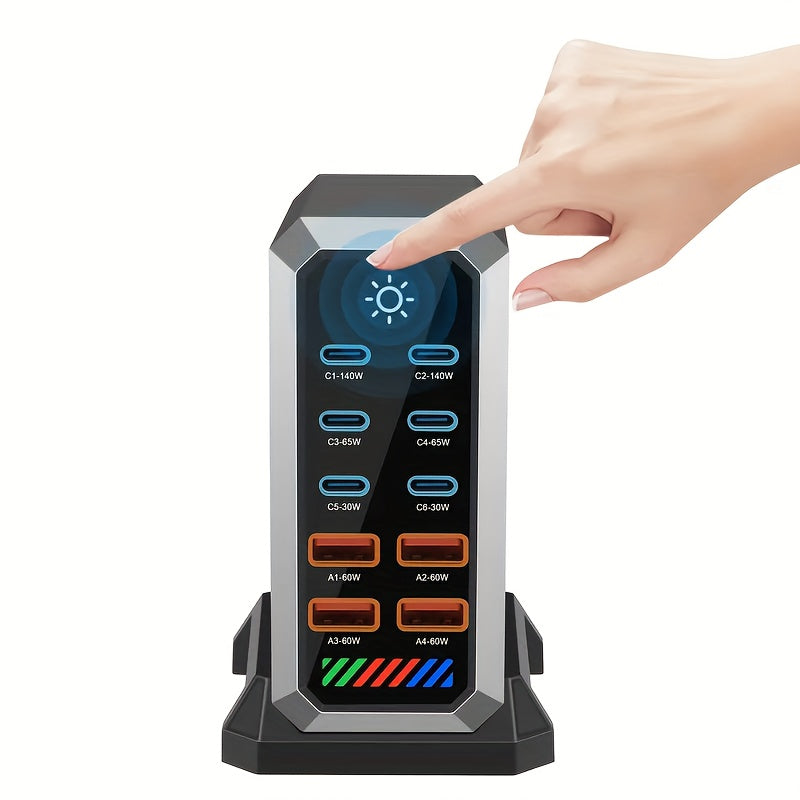 660W Fast Usb C Gan III Pro Charger Block | 10-Port Charging Station Dual 140W Pd3.1 Pps Fast Charging Suitable For Multiple Devices Including Laptops And Mobile Phones Compatible With Macbook Iphone 17 Pro Max Ipad Etc | The Perfect Christmas Gift