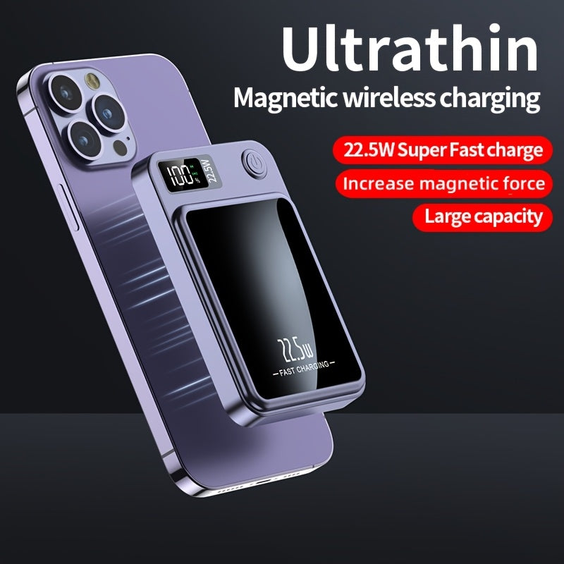 New Portable 5000/10000Mah Ultra Strong Magnetic Wireless Power Bank with 22.5W/PD20 Fast Charging Power Suitable for Apple 16/15Pro/14Max/13/12 And Android Phones (Usb/Type-C) with LED Power Display, Outdoor Travel Emergency Backup Power Bank
