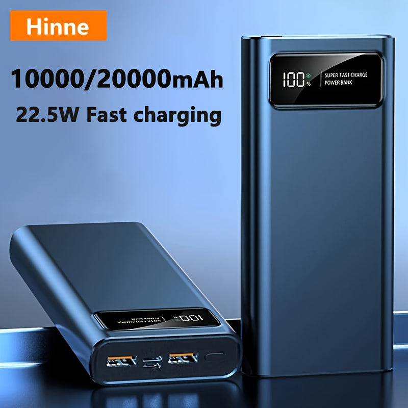 Hinne 10000/20000mAh Portable Power Bank, Mobile Battery Pack with PD Fast Charging USB Port, LED Power Display, Type-C Port, High-Capacity Backup Power for Outdoor Emergencies